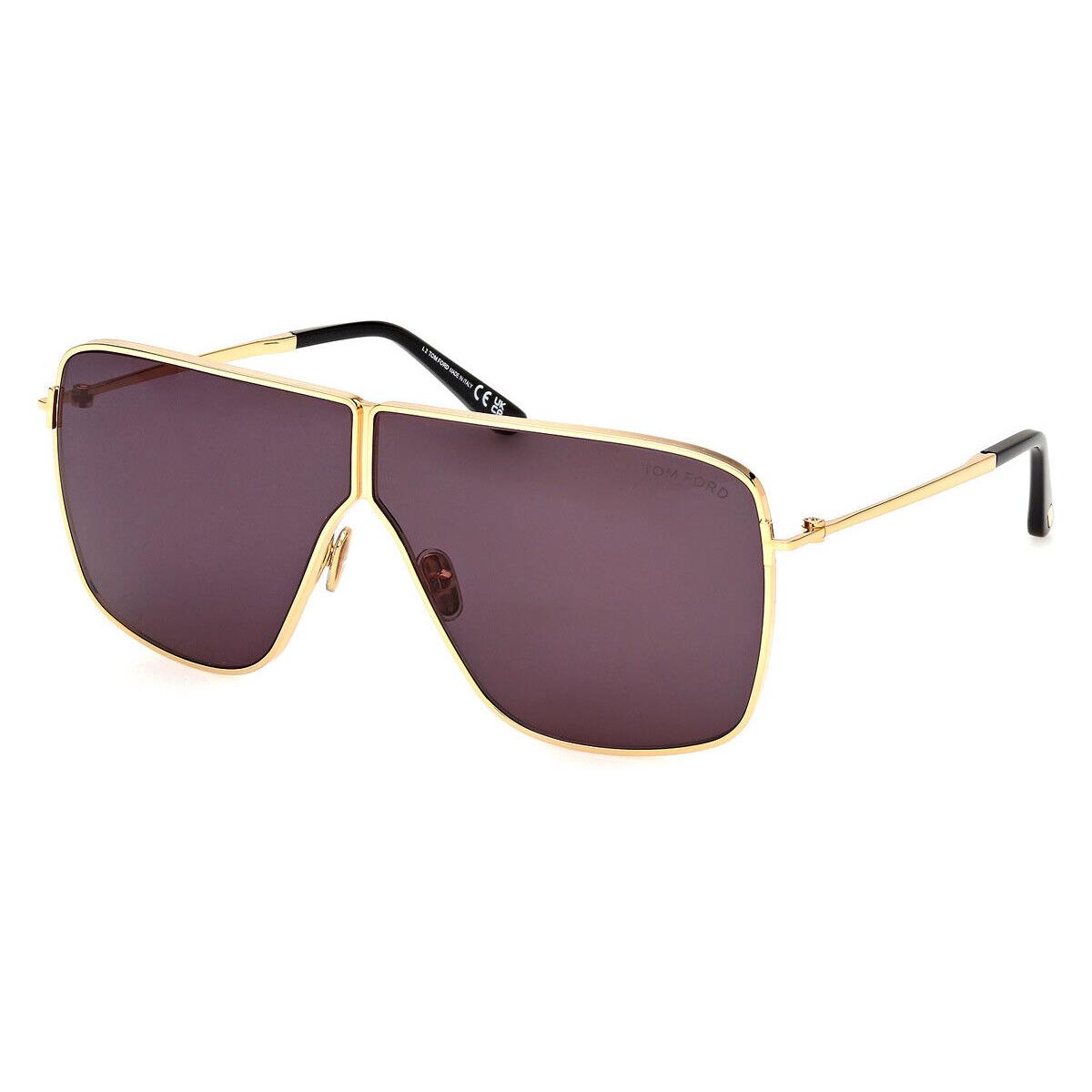 Tom Ford Huxley Sunglasses FT1159 30A Shiny Deep Gold / Smoke Lens