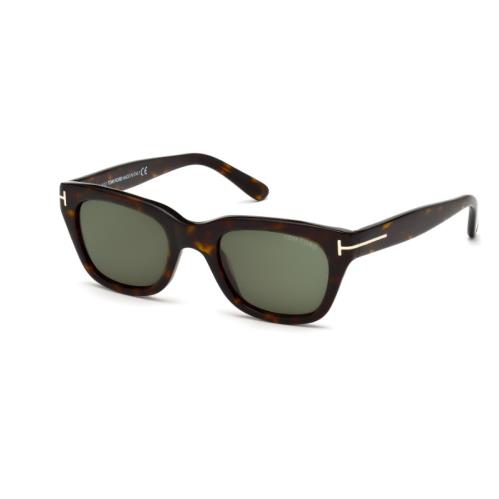 Tom Ford Snowdon FT0237 52N Dark Havana/green Square Men`s Sunglasses - Frame: Dark Havana, Lens: Green