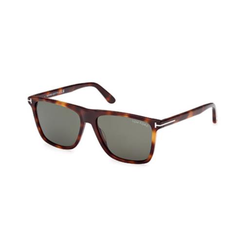 Tom Ford Fletcher FT0832 53N Blonde Havana/green Square Men`s Sunglasses - Frame: Blonde Havana, Lens: Green