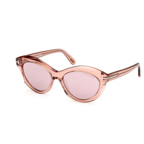 Tom Ford FT1111 72Z Shiny Light Pink/gradient Oval Women`s Sunglasses