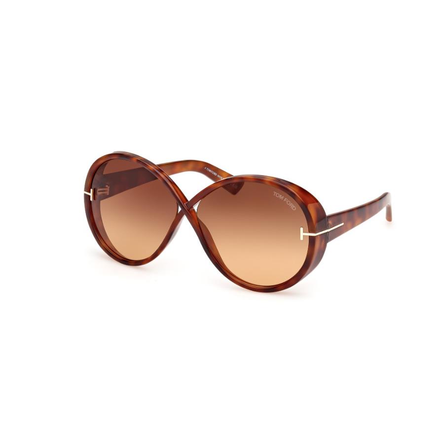 Tom Ford EDIE-02 FT1116 53F Blonde Havana/brown Oval Women`s Sunglasses