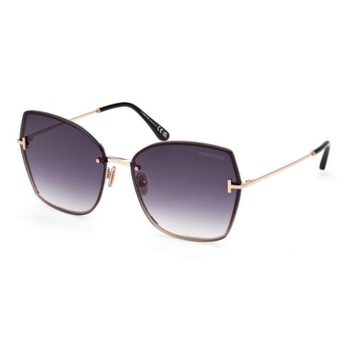 Tom Ford Nickie 02 FT1107 28B Shiny Rose Gold/smoke Cat Eye Women Sunglasses - Frame: Shiny Rose Gold, Lens: gradient smoke