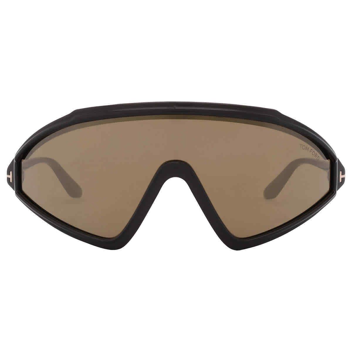 Tom Ford Lorna Light Brown Mirror Shield Men`s Sunglasses FT1121 01G 00