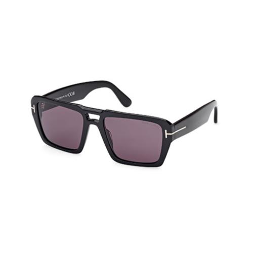 Tom Ford Redford FT1153 01A Shiny Black/smoke Lens Square Men`s Sunglasses - Frame: Shiny Black, Lens: Brown