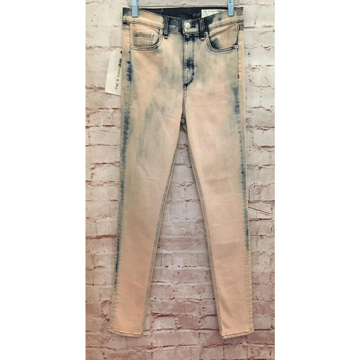 Rag Bone High Rise Skinny Jean in Bleach Blush Wash Denim Size 27