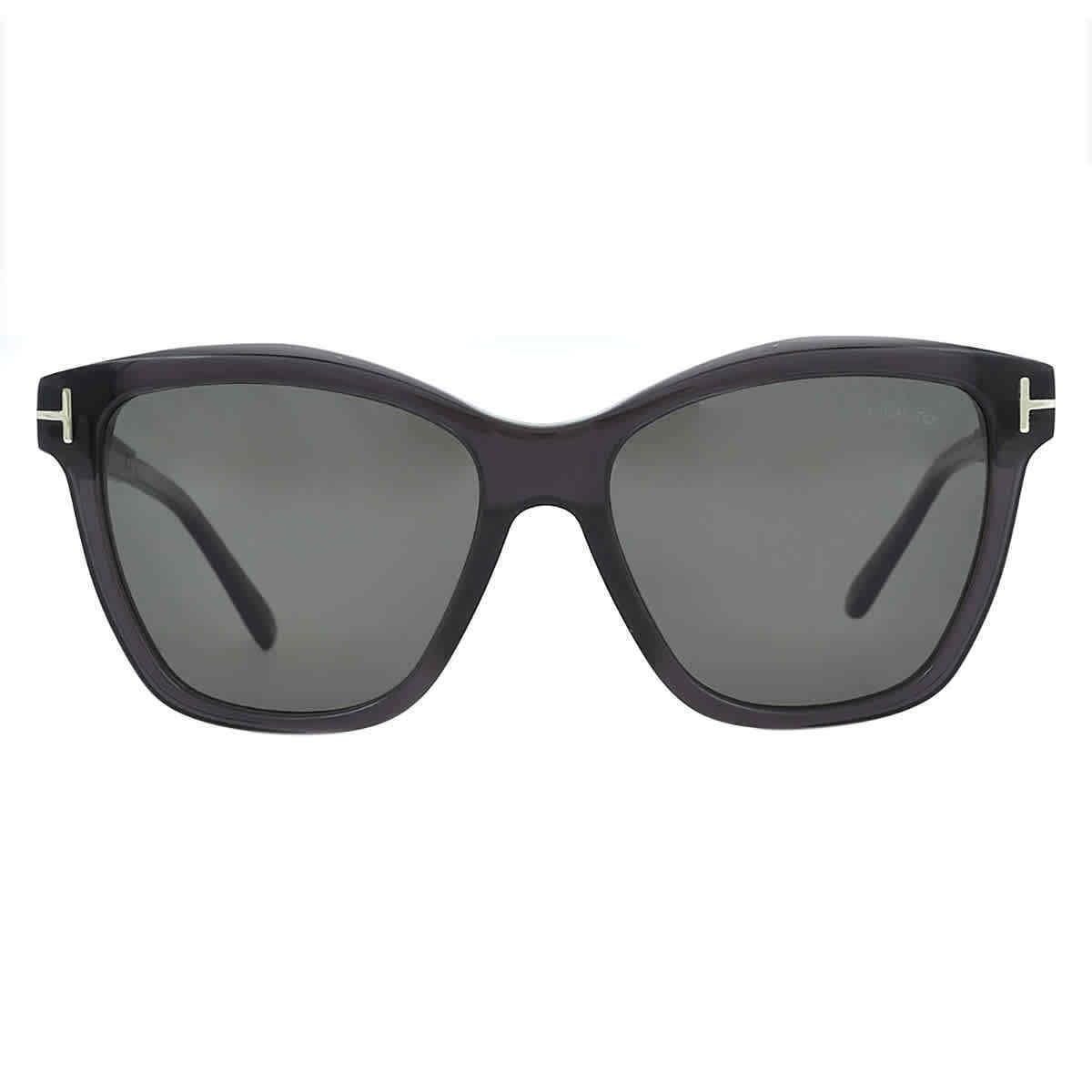 Tom Ford Lucia Polarized Smoke Butterfly Ladies Sunglasses FT1087 05D 54 - Frame: Black, Lens: Grey