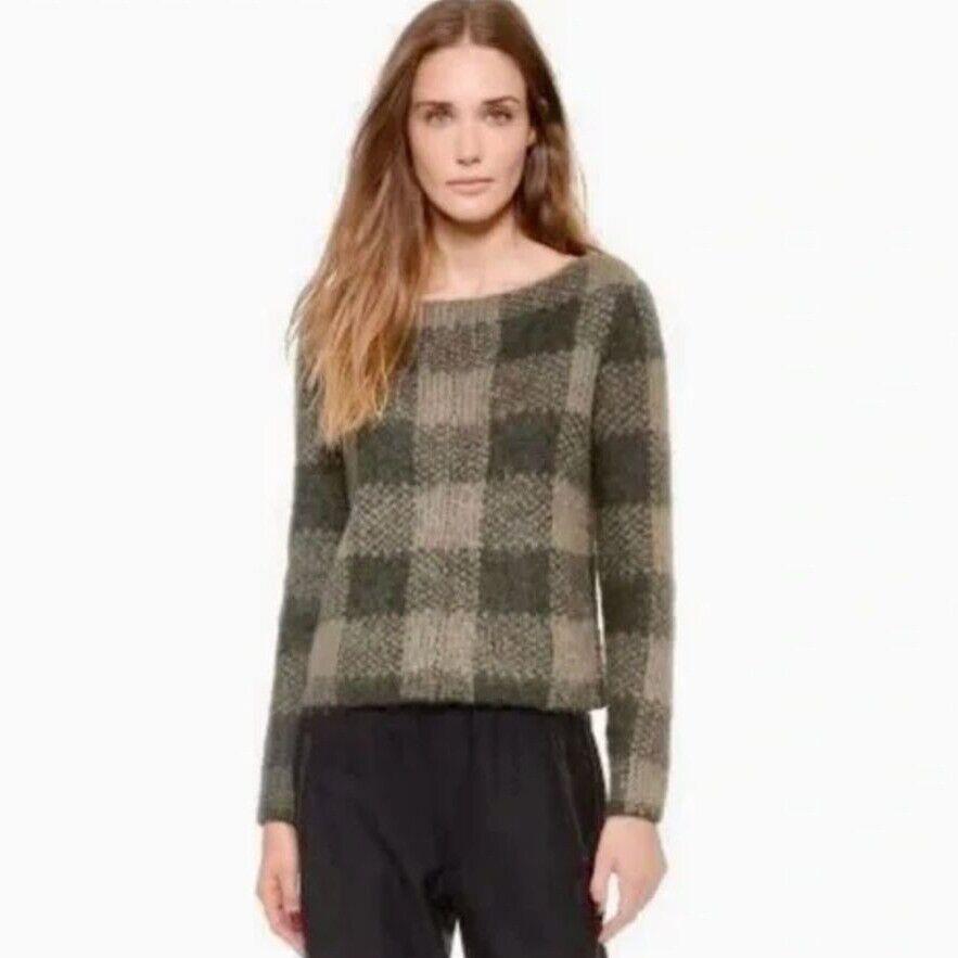 Rag Bone Cammie Gingham Mohair Wool Sweater XS Bateau Pullover Long Sleeve