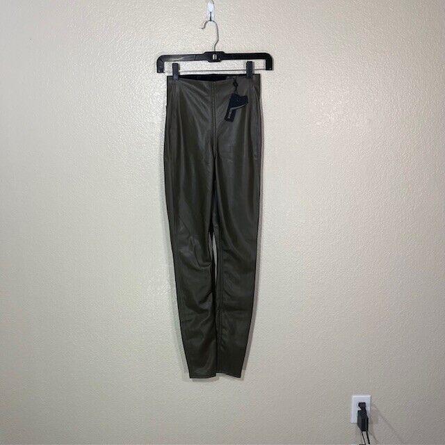 Rag and Bone Leather Leggings Pants Womens Xxs Olive Green Pull On