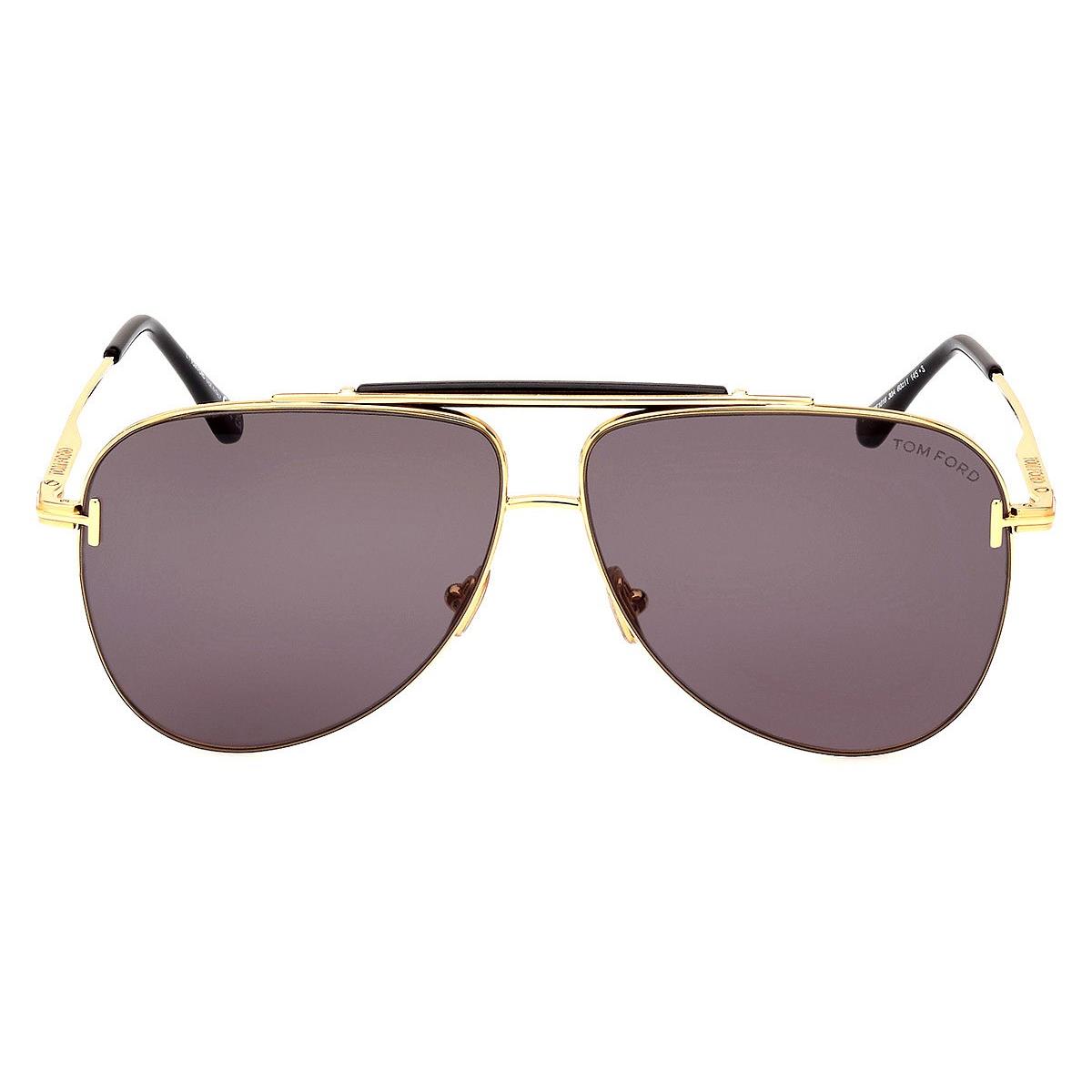 Tom Ford FT1018 Sunglasses Shiny Deep Gold/shiny Black/t Logo / Smoke