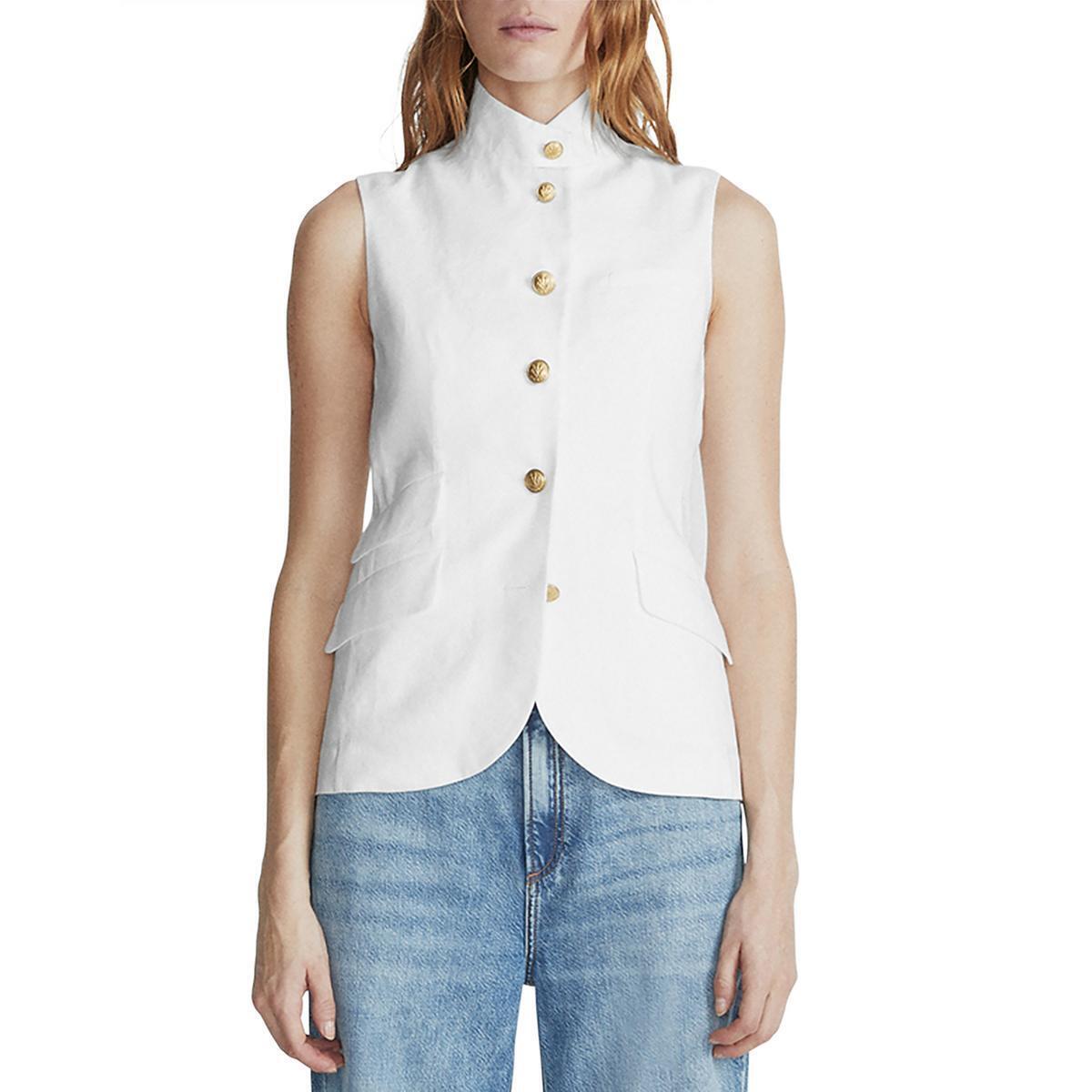 Rag Bone Womens White Linen Vest 0 Bhfo 2649