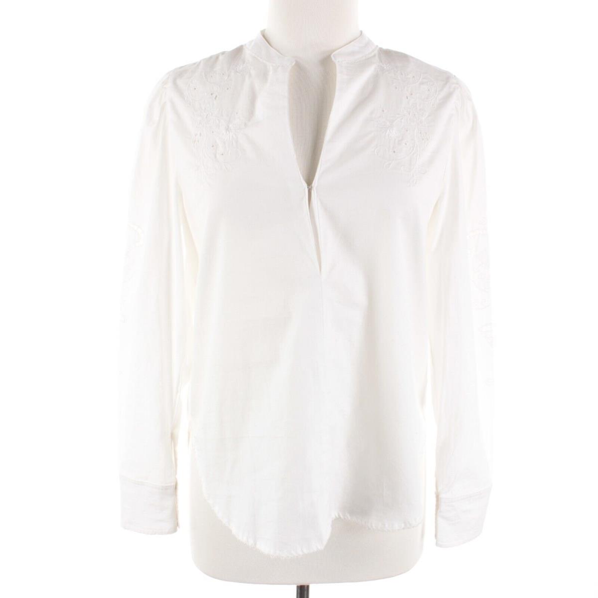 Rag Bone Long Sleeve V Neck Embroidered Blouse Size XS in Solid White