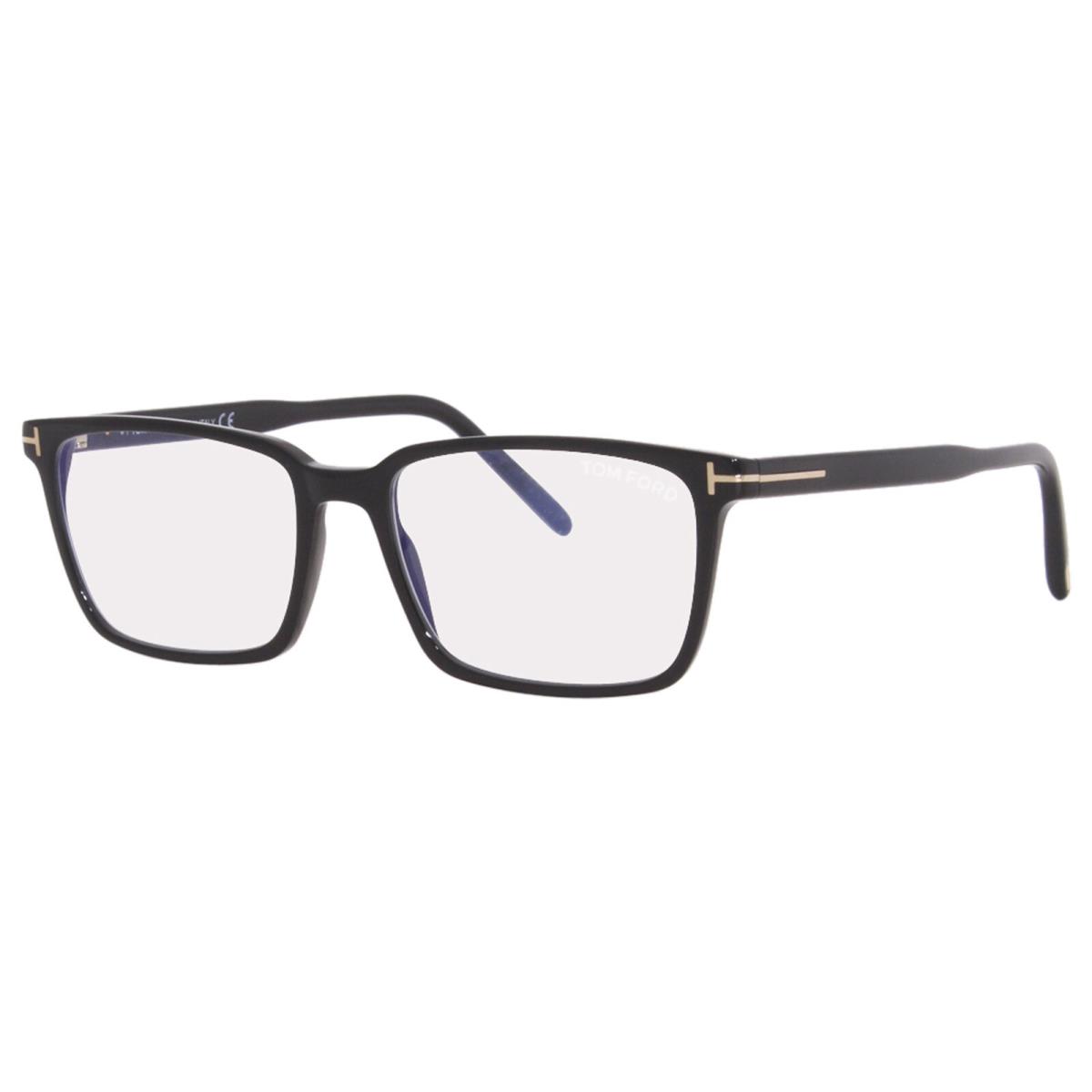 Tom Ford TF5802-B 001 Eyeglasses Frame Men`s Shiny Black/blue Block Fullrim 55mm