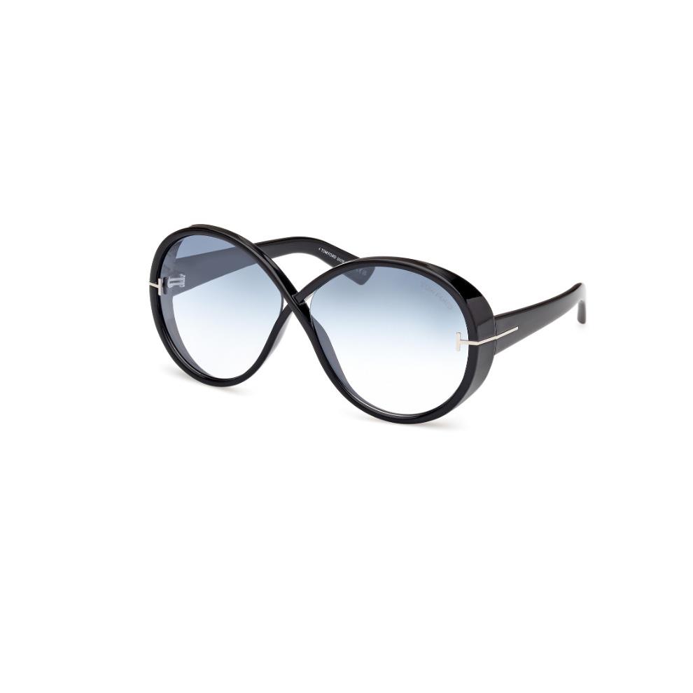 Tom Ford EDIE-02 FT1116 01X Shiny Black/smoke Mirror Oval Women`s Sunglasses