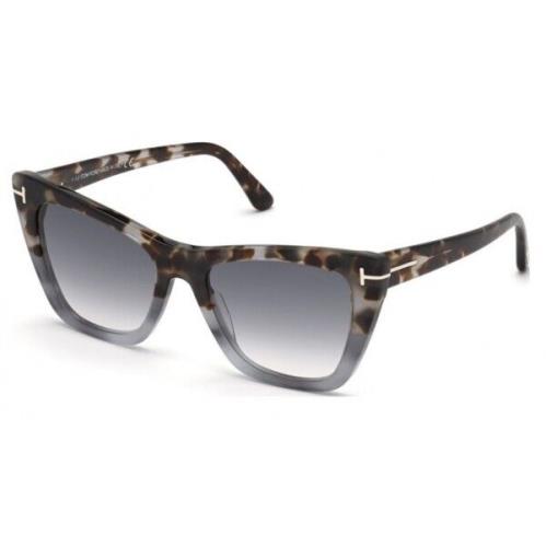 Tom Ford Poppy-02 FT TF846-F 55B Cat Eye Blue Havana/smoke Gradient Sunglasses