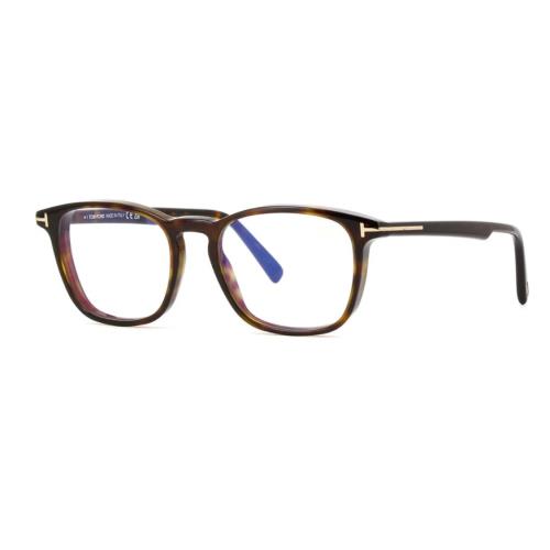 Tom Ford FT5960-B 052 Dark Havana/dark Havana Square Men`s Eyeglasses