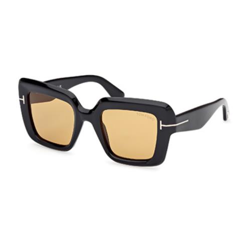 Tom Ford Esme FT1157 01E Shiny Black/brown Square Women`s Sunglasses