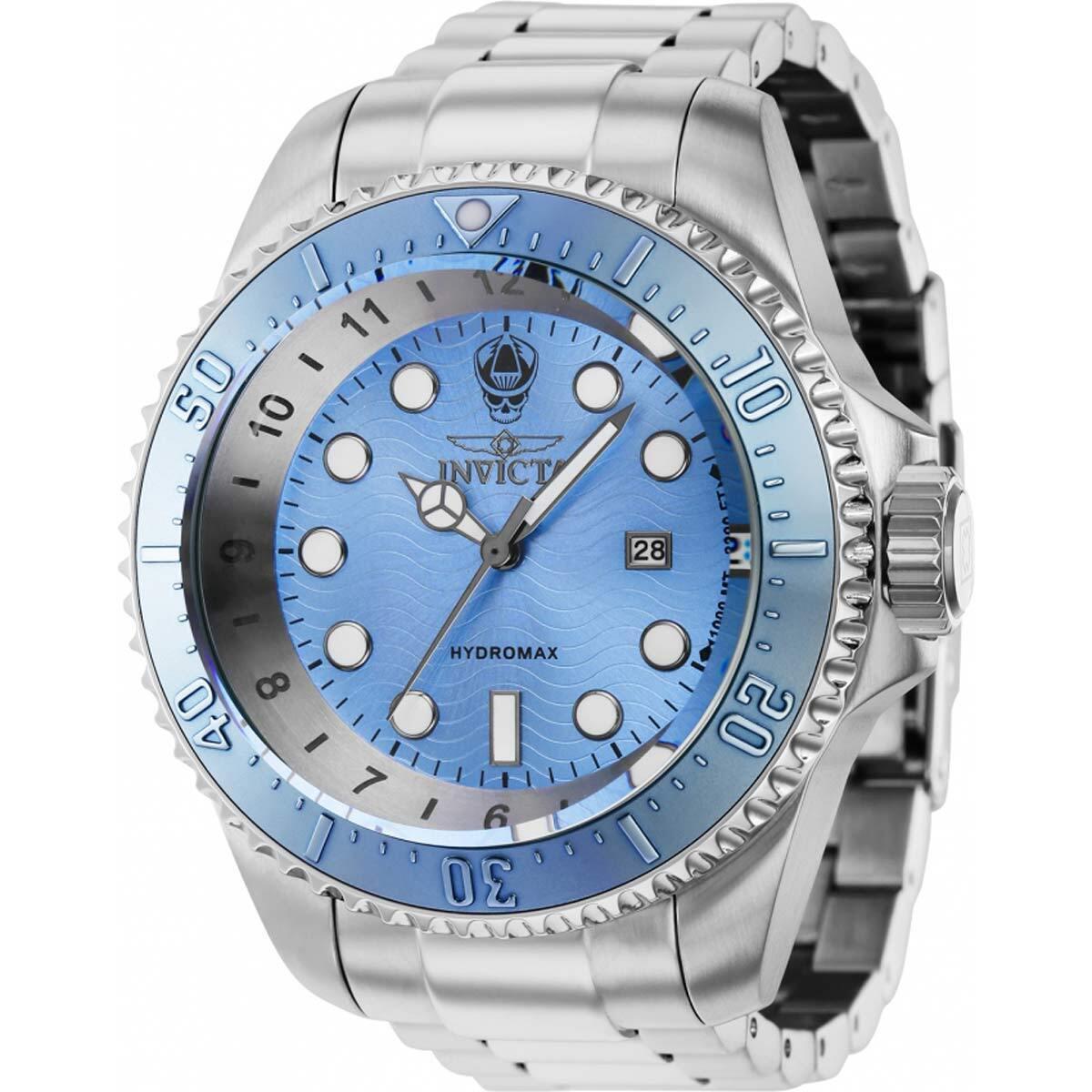 Invicta Men`s Watch Hydromax Light Blue and Silver Tone Dial SS Bracelet 37727
