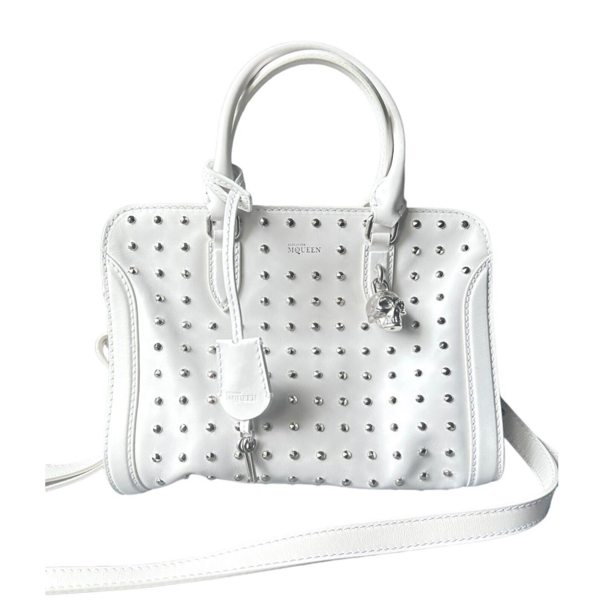 Alexander Mcqueen Studded Padlock Zip Satchel Top Handle White Tote Bag