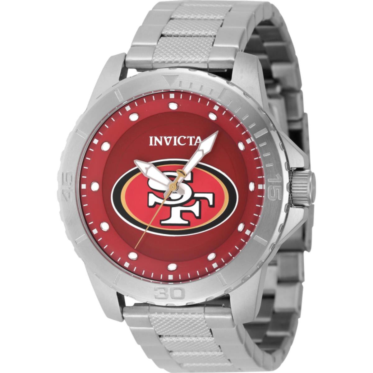 Invicta Men`s Watch Nfl San Francisco 49ers Quartz Red Dial Steel Bracelet 48086