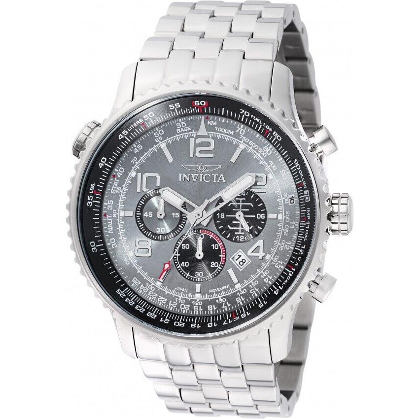 Invicta Aviator Gmt Chronograph Grey Dial Men`s Watch 48225