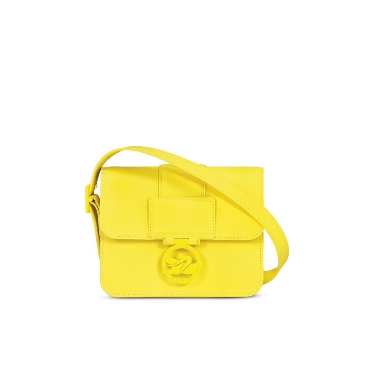 Longchamp Women`s Yellow Suede Logo Hardware Adjustable Strap Crossbody