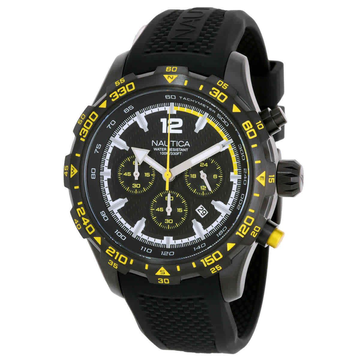 Nautica Nst Chronograph Quartz Black Dial Men`s Watch NAPNSS403