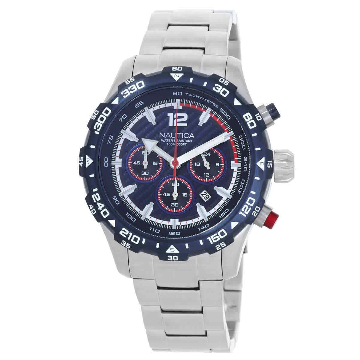 Nautica Nst Chronograph Quartz Blue Dial Men`s Watch NAPNSS404