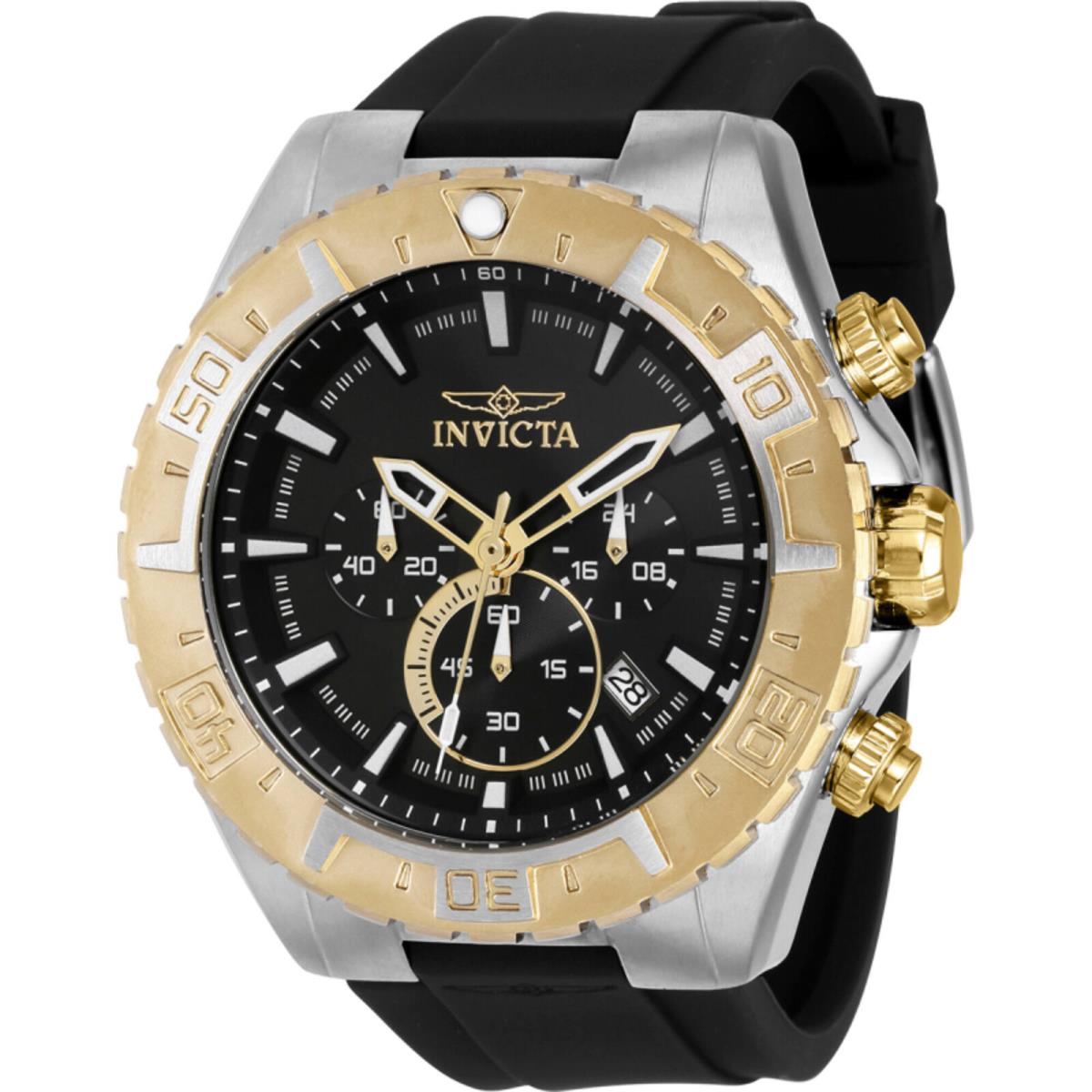 Invicta Men`s Watch Aviator Quartz Chronograph Black Dial Silicone Strap 37629