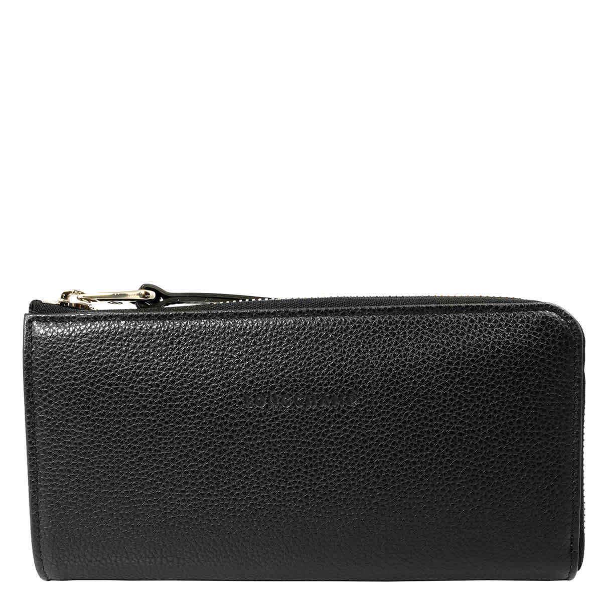 Longchamp Le Foulonne Black 047 Ladies 3.9 x 7.7 in Wallets L3418021047