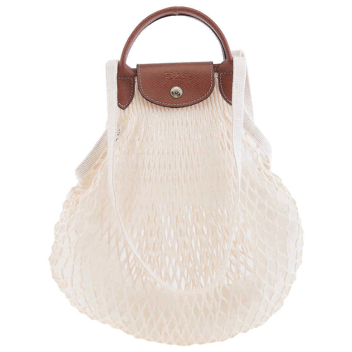 Longchamp Le Pliage L Filet Mesh Shoulder Bag In Ecru 10121HVH037