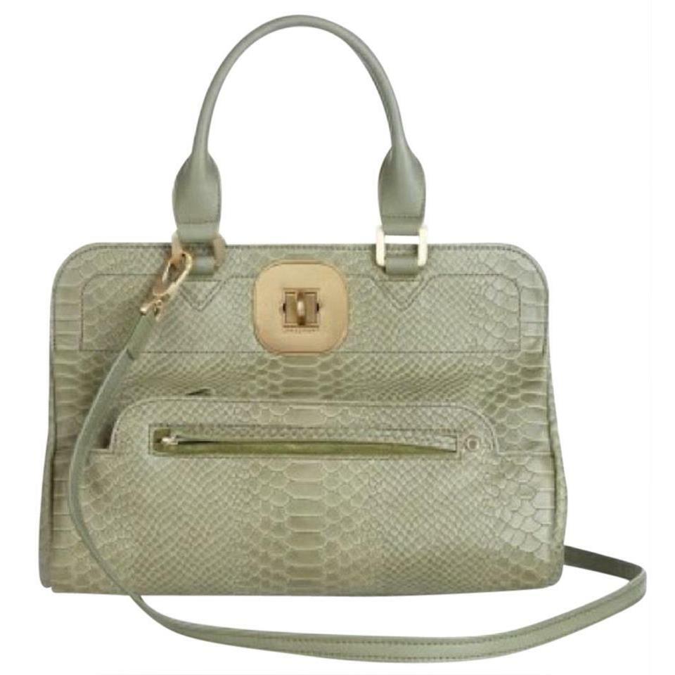 Longchamp V2713 Gatsby Snakeskin Exotic Green Leather Satchel Purse