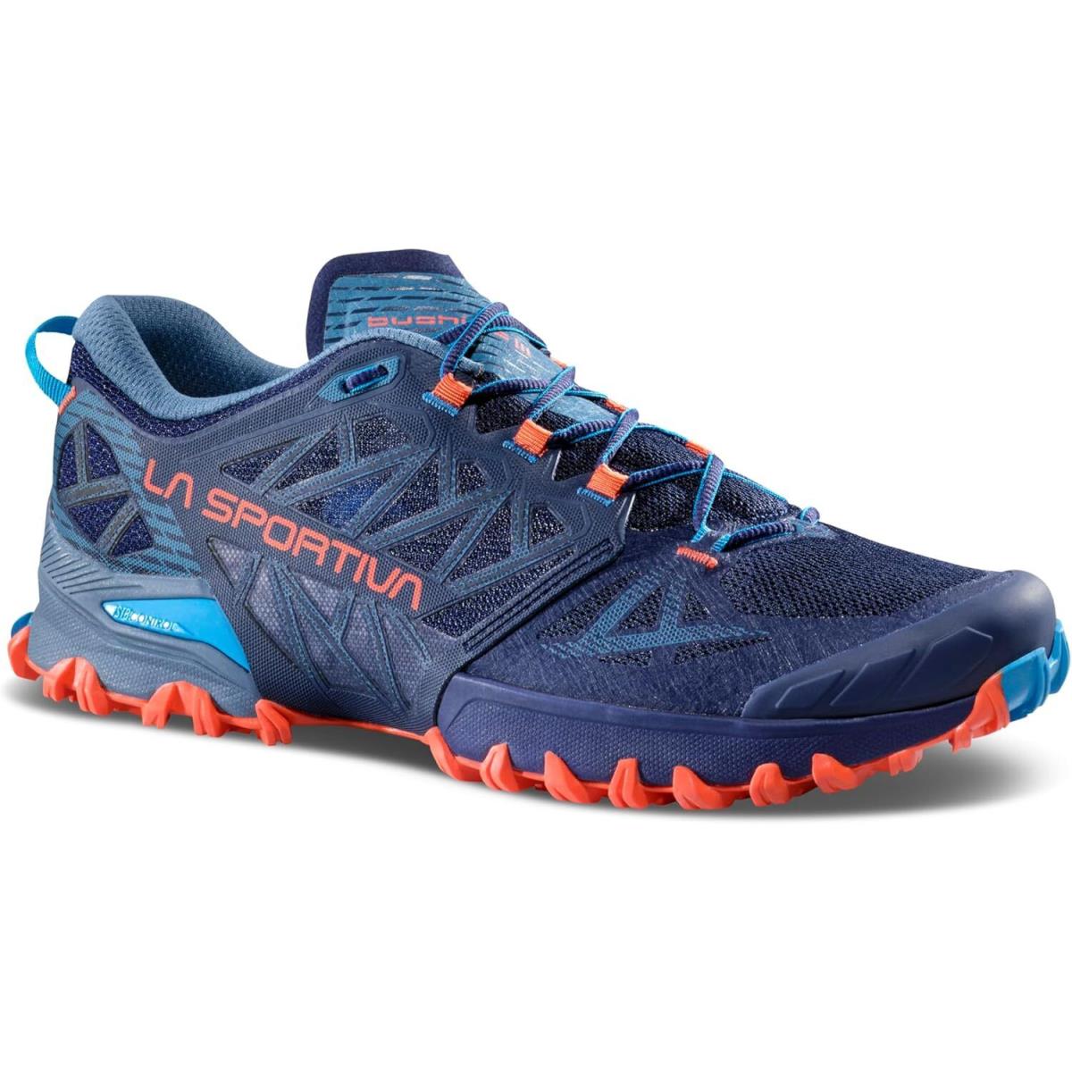 La Sportiva Mens Bushido Iii Performance Mountain/trail Running Shoes Deep Sea/Cherry Tomato