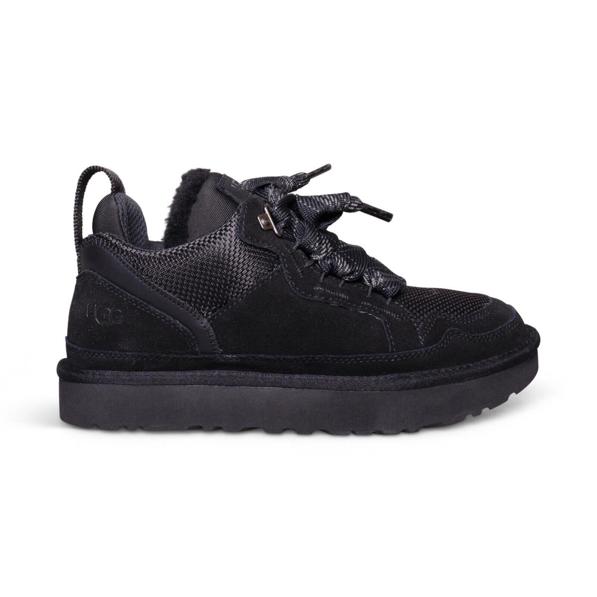 Ugg Lowmel Black Suede Textile Sportty Lace Sneakers Women`s Shoes Size US 7 - Black