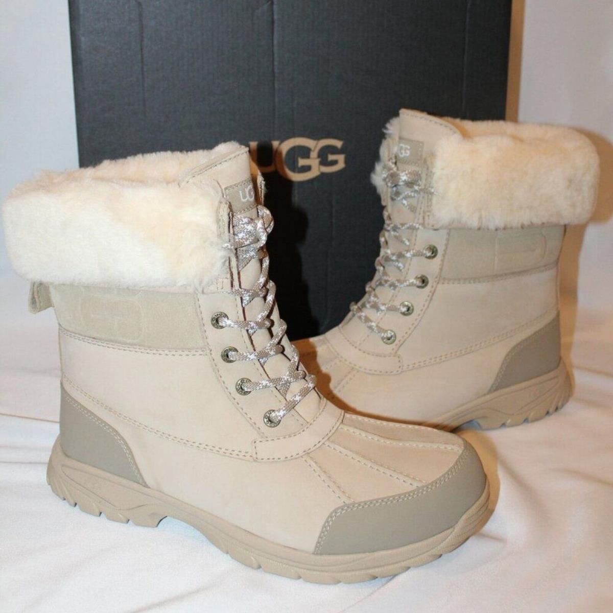 Ugg Men`s Butte Logo Leather Shearling Lined Winter Snow Boots 11.5