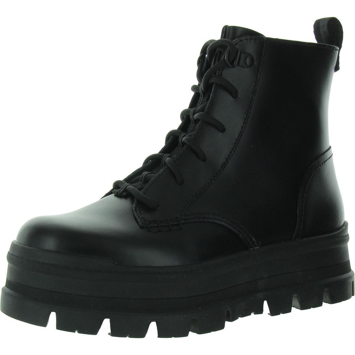 Ugg Womens Sidnee Black Combat Lace-up Boots Shoes 6.5 Medium B M Bhfo 5806