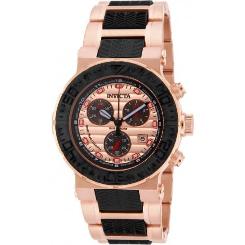 Invicta Men S 16864 Ocean Reef Rose Gold Dial Steel and Rubber Strap Chronograph