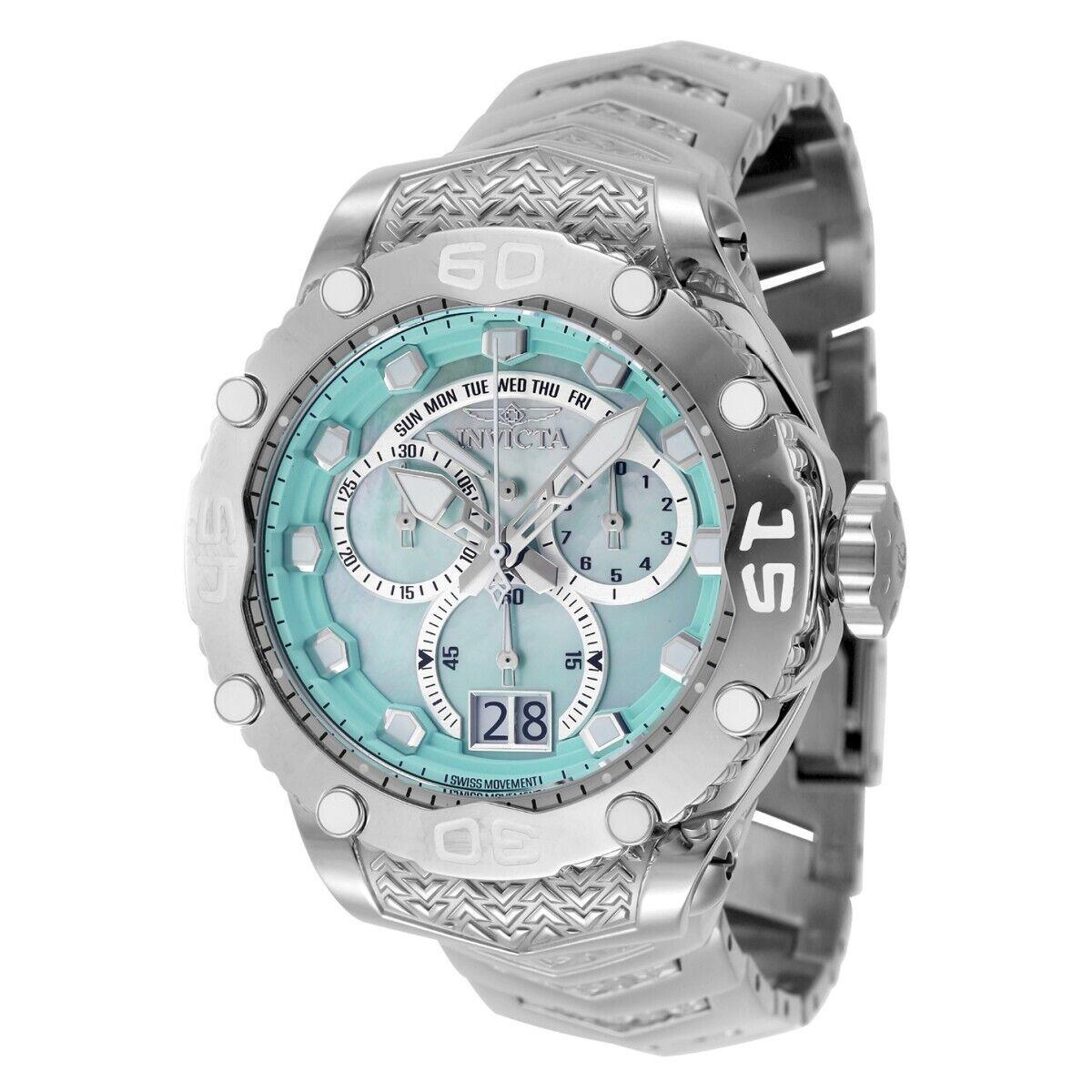 Invicta Subaqua Noma Viii Swiss Ronda 8040.N Caliber Men`s Watch w/ Mother of P - Dial: Turquoise, Silver, Band: steel