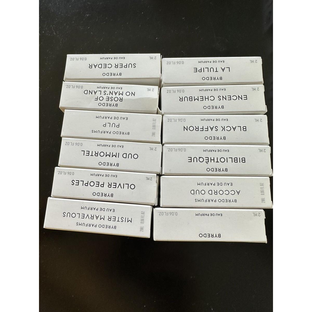 X12 Byredo Perfume Eau De Parfum Sample Vials 2 ml / 0.06 Oz. Each Assorted