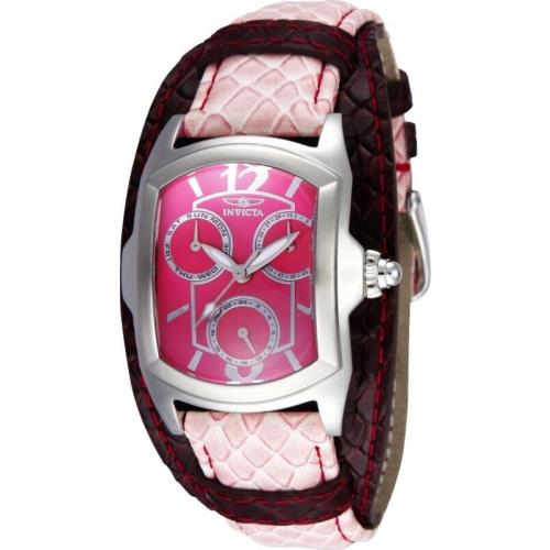 Invicta 12262 Women`s Pink Dial Pink /brown Canvas Band Chronograph Quartz Watch