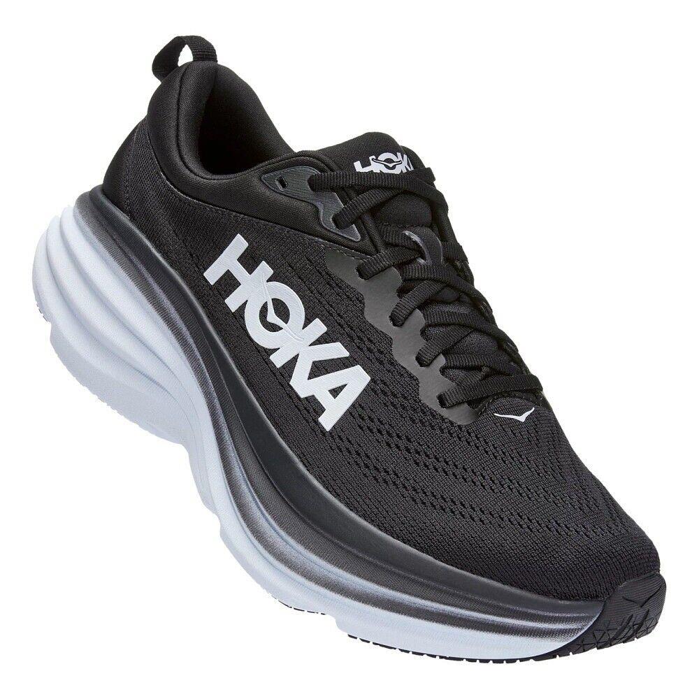 Men`s Hoka Bondi 8 Black White Various Sizes