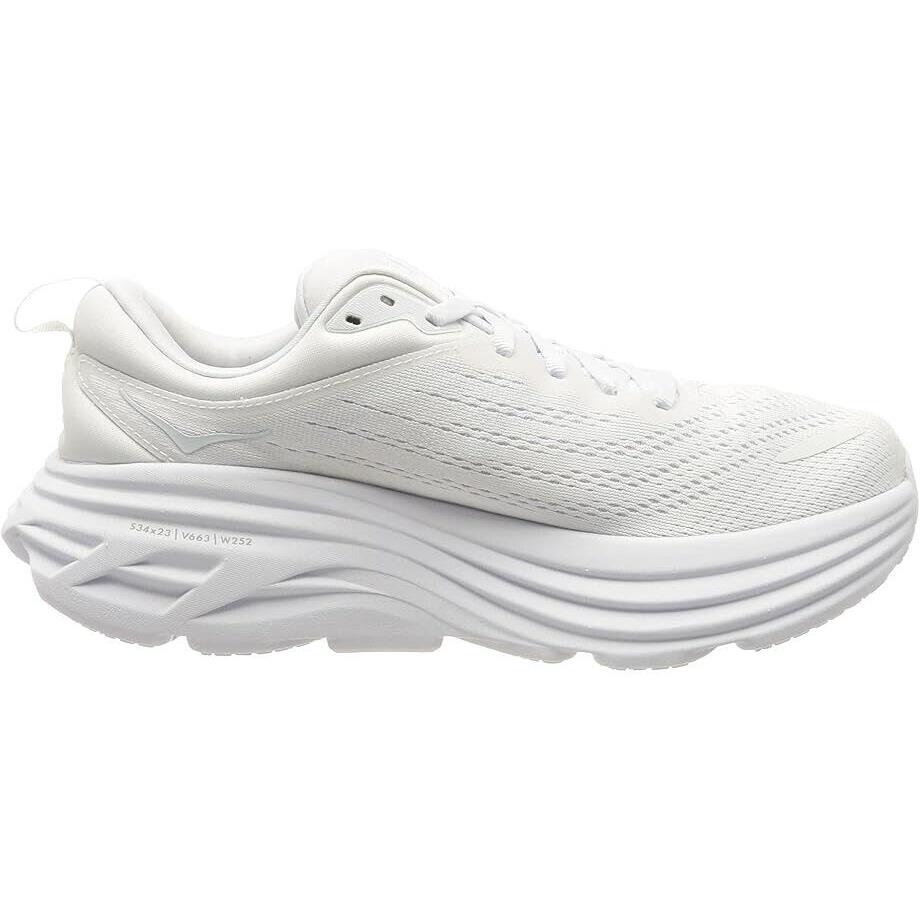 Women`s Hoka Bondi 8 White White Various Wide Sizes