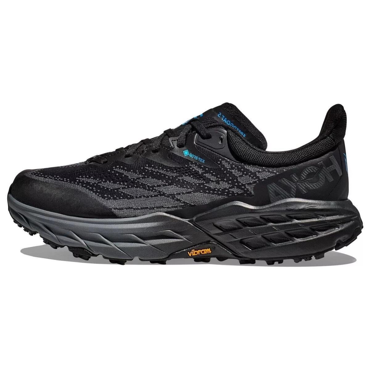 Hoka One Speedgoat 5 Gtx Gore-tex Black Hiking Trail Shoes Men`s Size 9 D