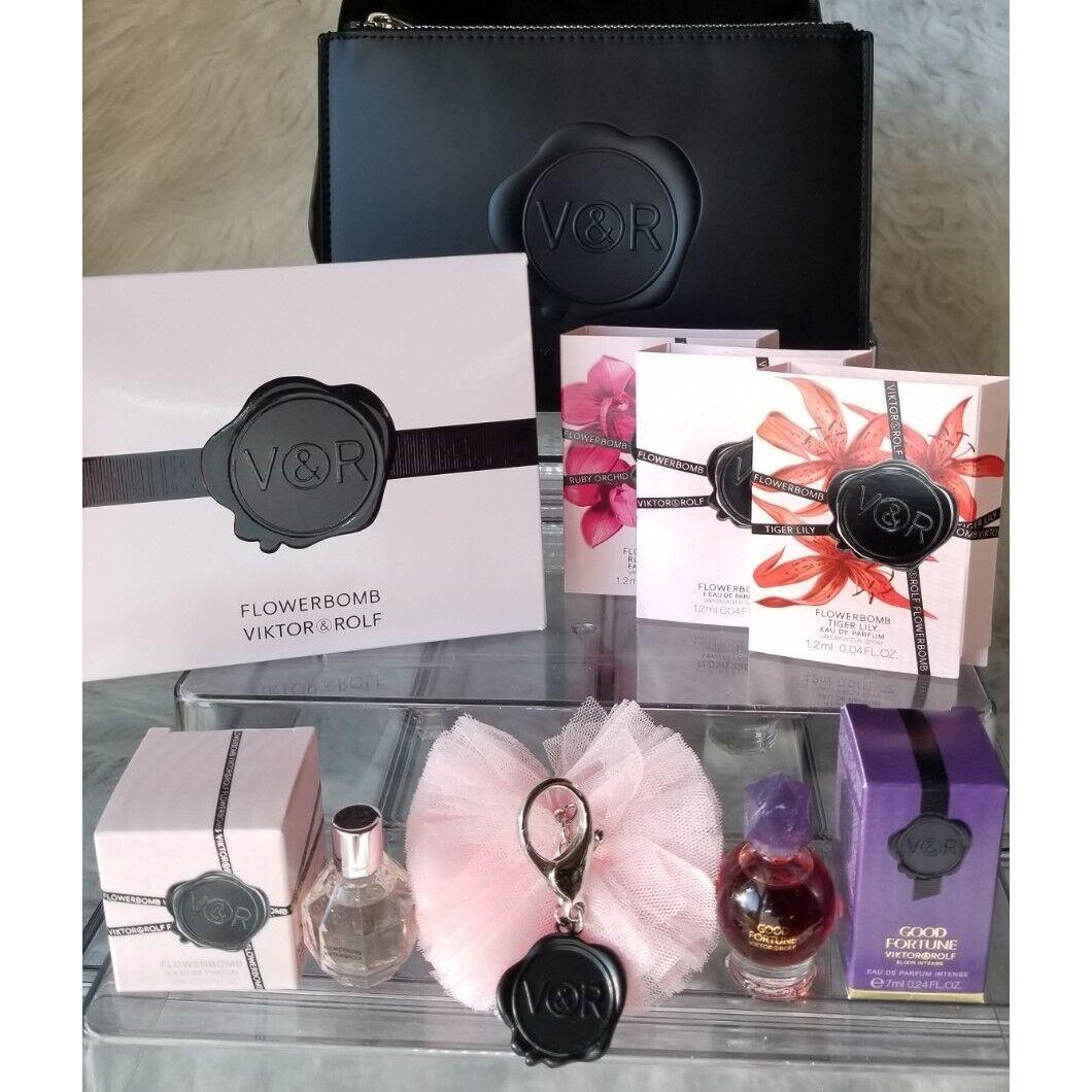 Viktor Rolf Flowerbomb Perfume/pouch/keychain/minis Travel Sprays 8PCS