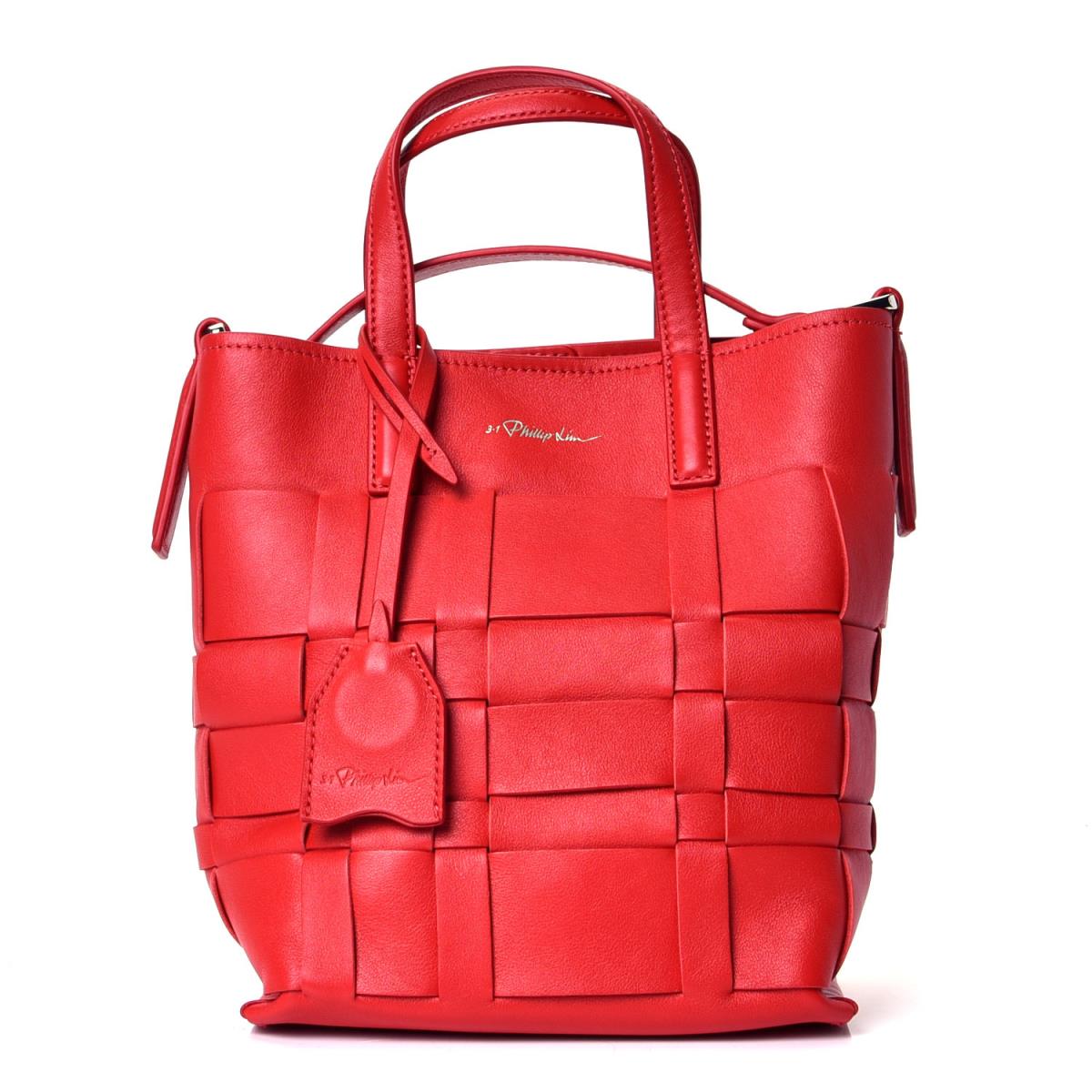 3.1 Phillip Lim Lipstick Red Odita Mini Modern Lattice Bucket 0219