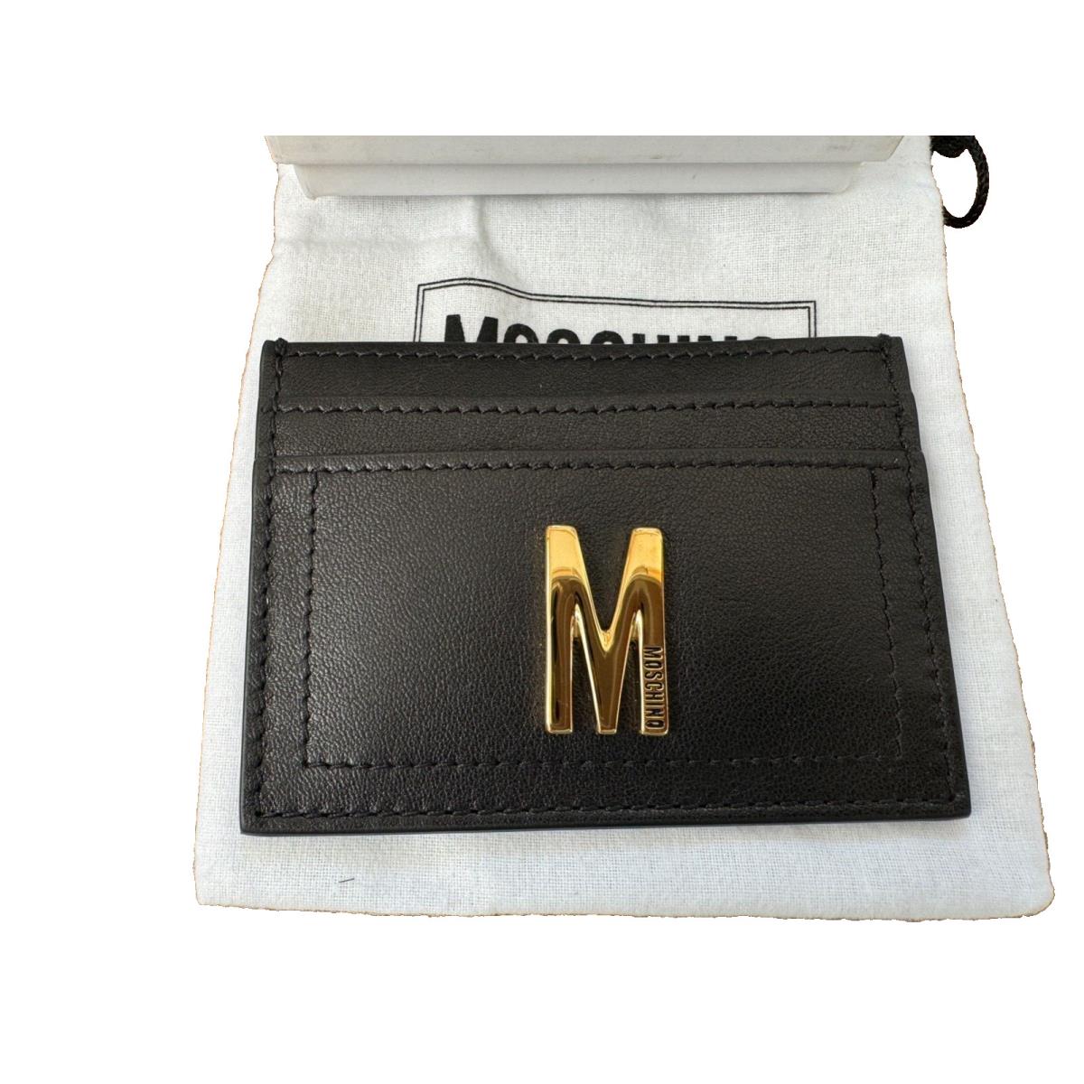 Moschino Card Holder Black with Gold Plaque