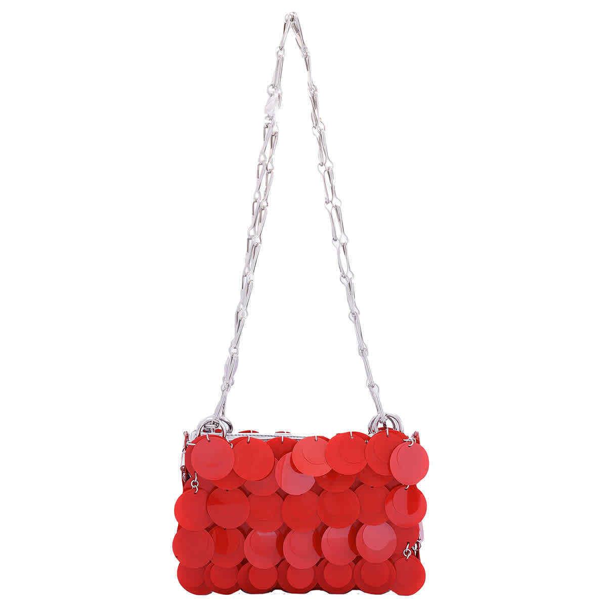 Paco Rabanne Red Sparkle Discs Shoulder Bag 23PSS0137PLX108