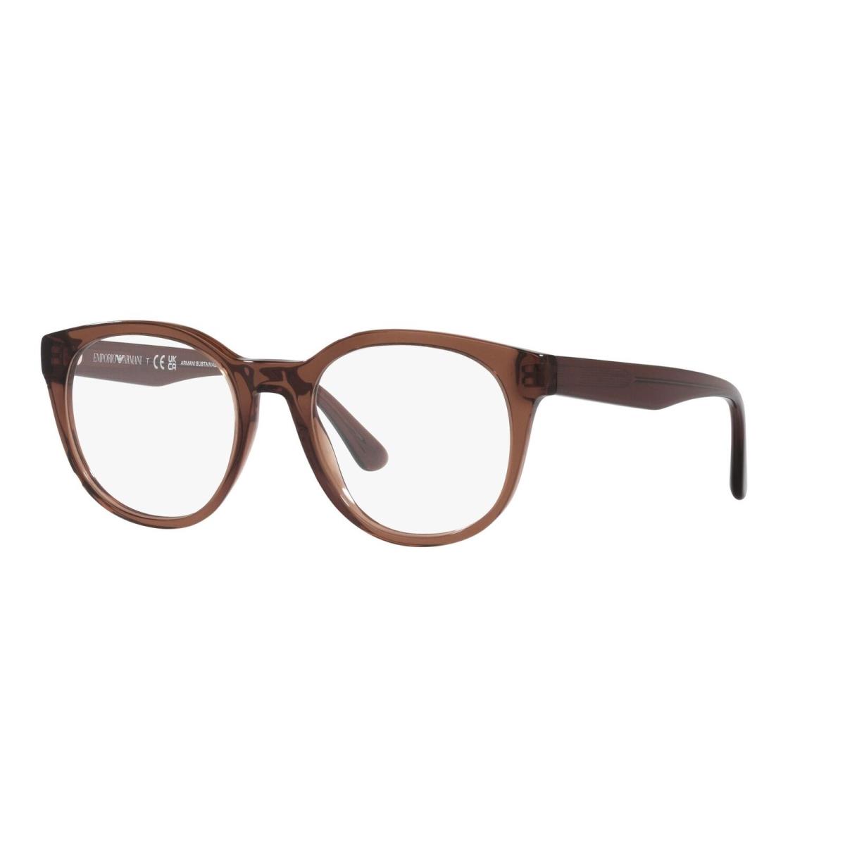 Emporio Armani EA3207F 5044 Shiny Transp Brown Demo Lens 51 mm Men`s Eyeglasses