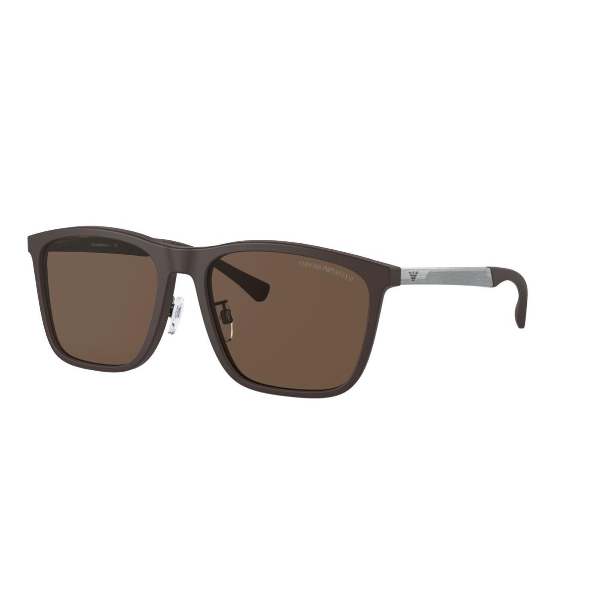 Emporio Armani EA4150F 519673 Rubber Brown Brown Rectangle 59 m Men`s Sunglasses