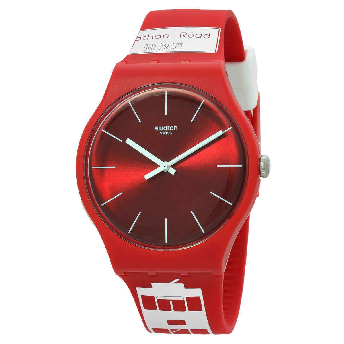 Swatch Flower Bay Quartz Red Dial Unisex Watch SUOZ232