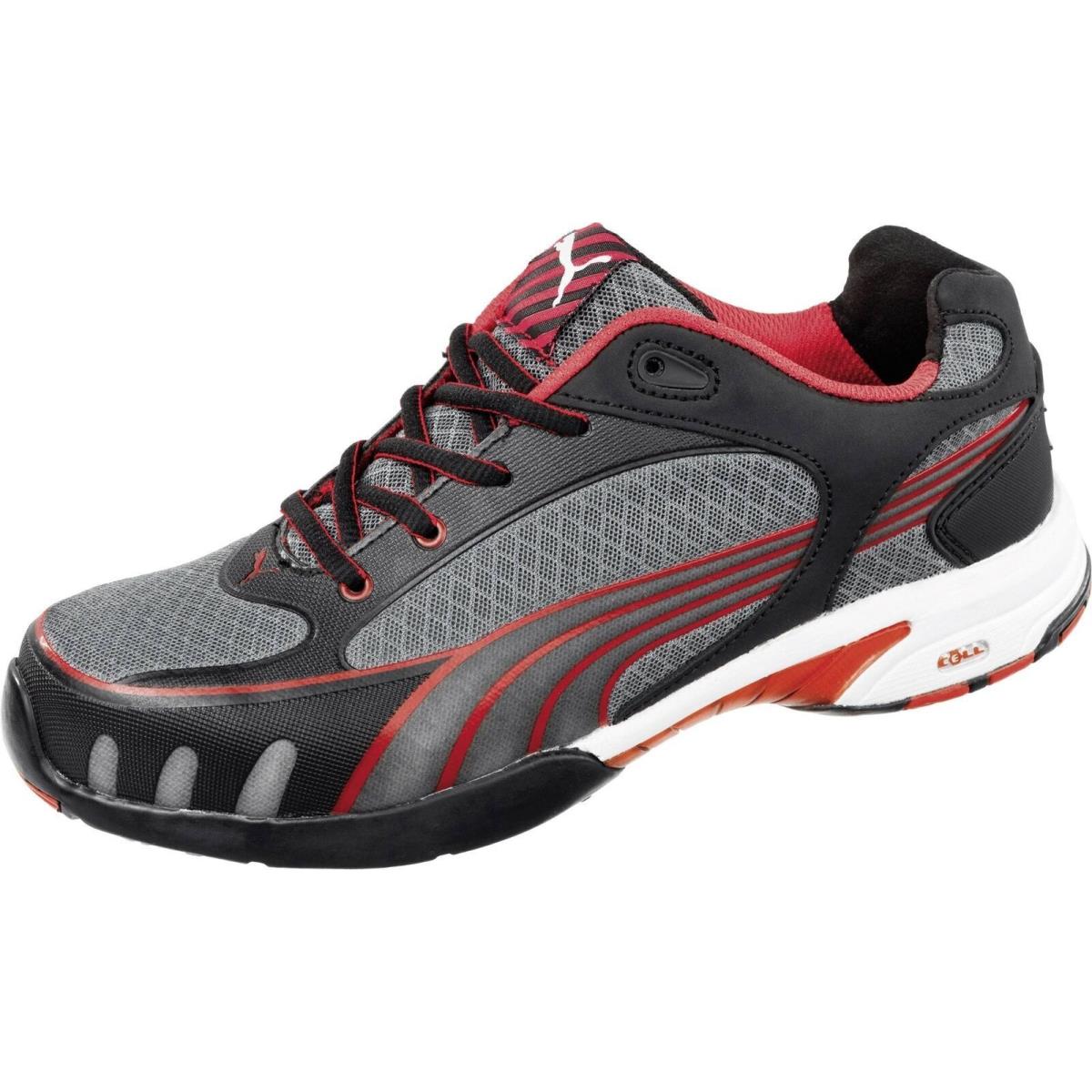 Puma Women`s Fuse Motion Low Safety Work Shoes Sneakers sz 7 Grey Red 64.287.5 - Grey/ Red